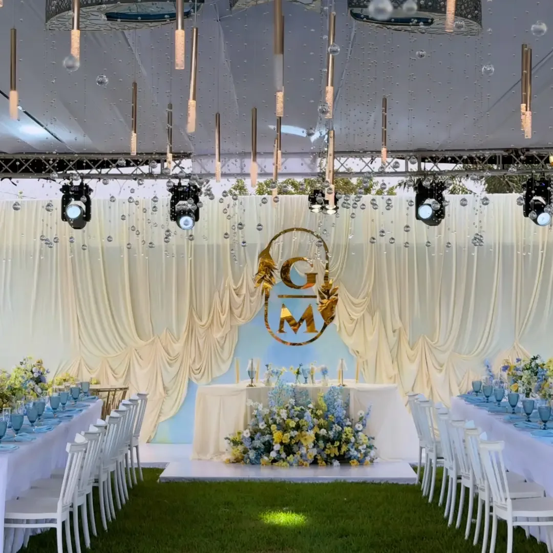 Sky blue and lemon place setting